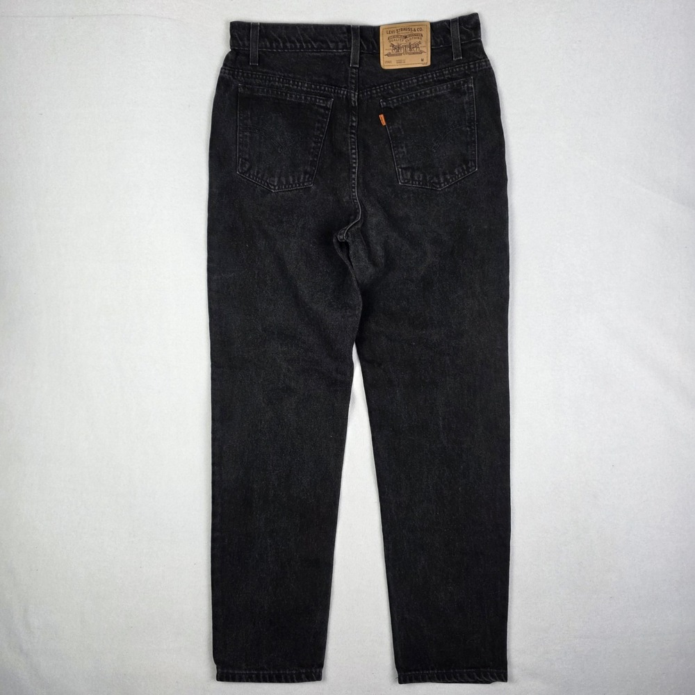 Vintage 90s Levis 921 Jeans Womens 14 32x30 Black Orange Tab Tapered Leg Denim